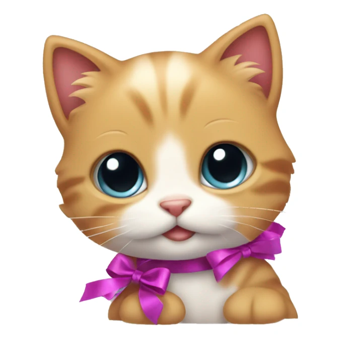Cute little kitten with ribbons  sticker
