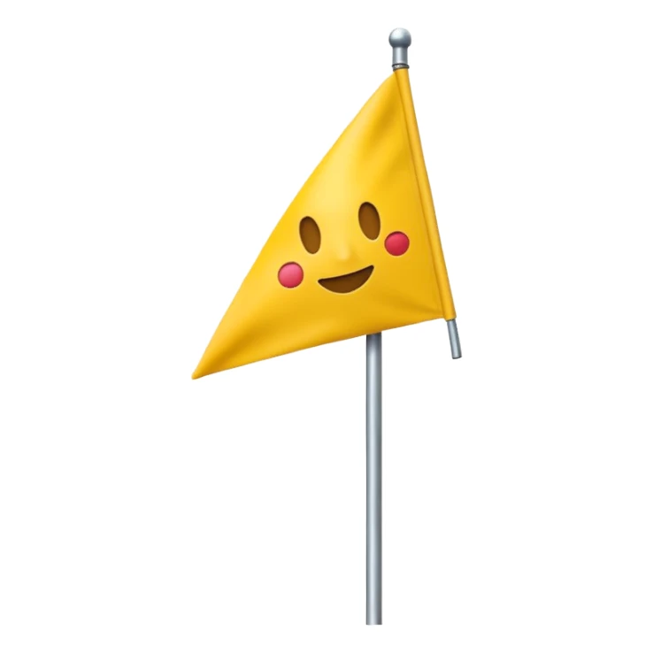 Apple emoji style smiley face triangular yellow flag on a pole. no face sticker