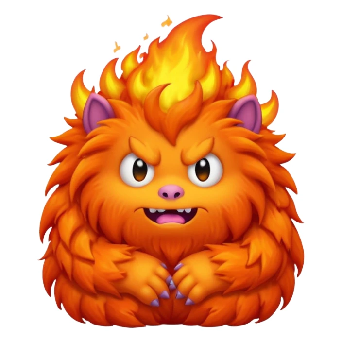 Sleepy cute fluffy flaming monster  sticker