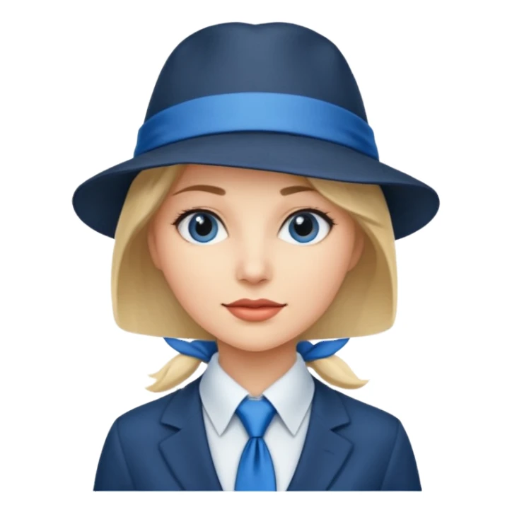 Blue neck tie with hat women sticker