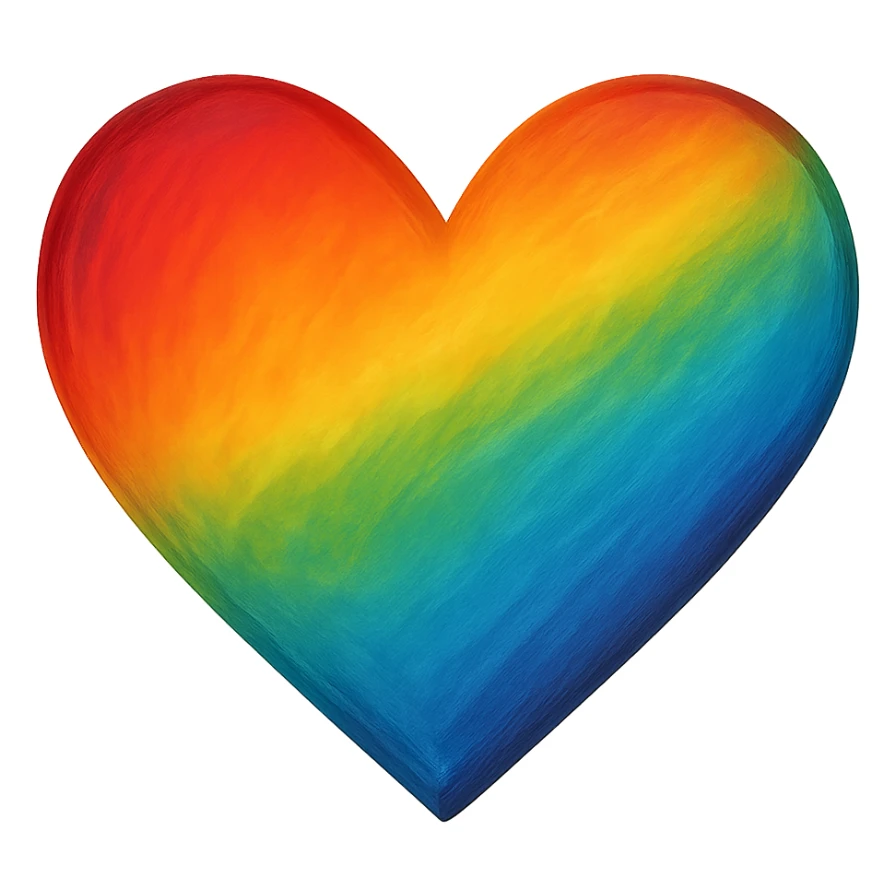 heart with a rainbow gradient, digital illustration style, no background sticker