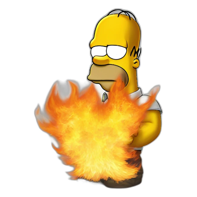 Homer Simpson in fire sticker