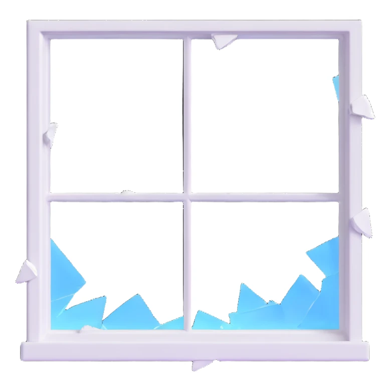 broken window with shattered glass sticker