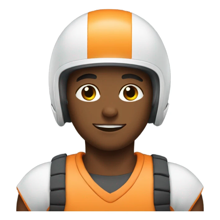 boy in sportswear with helmet sticker