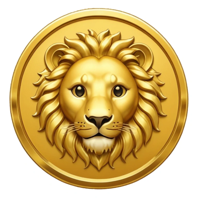 golden coin with lion face sticker