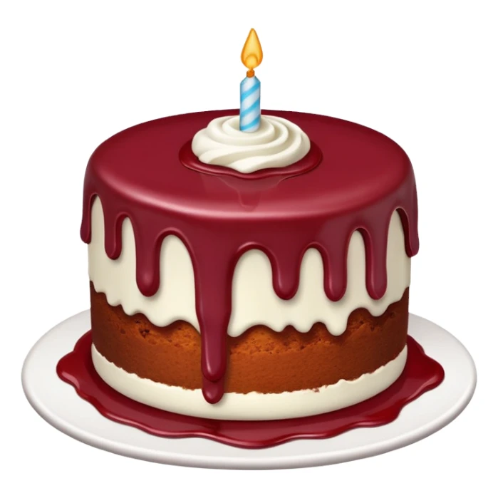 Maroon  cake with candle melting  sticker
