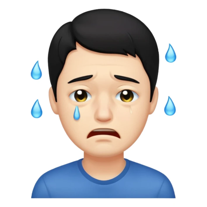 man crying with black hair sticker