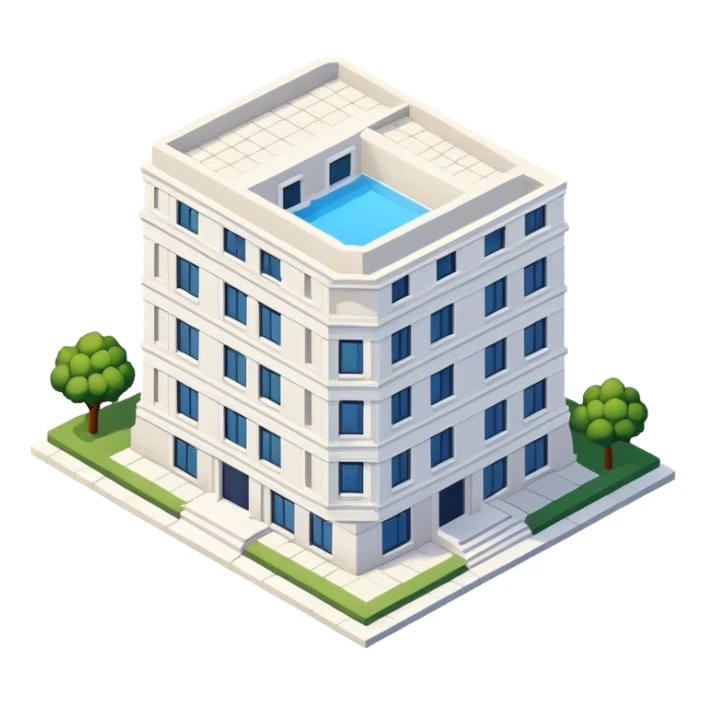 isometric white limestone apartment exterior  sticker