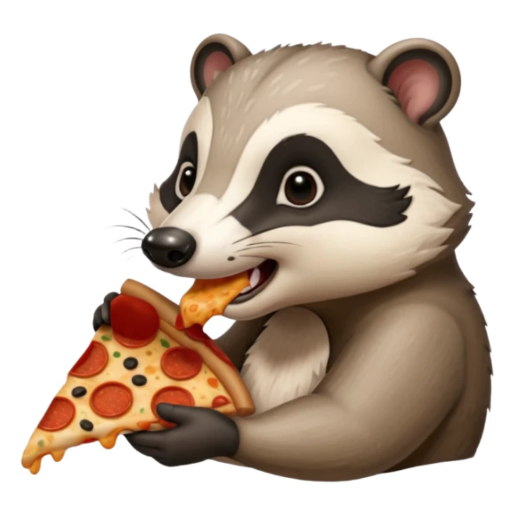badger eating pizza  sticker