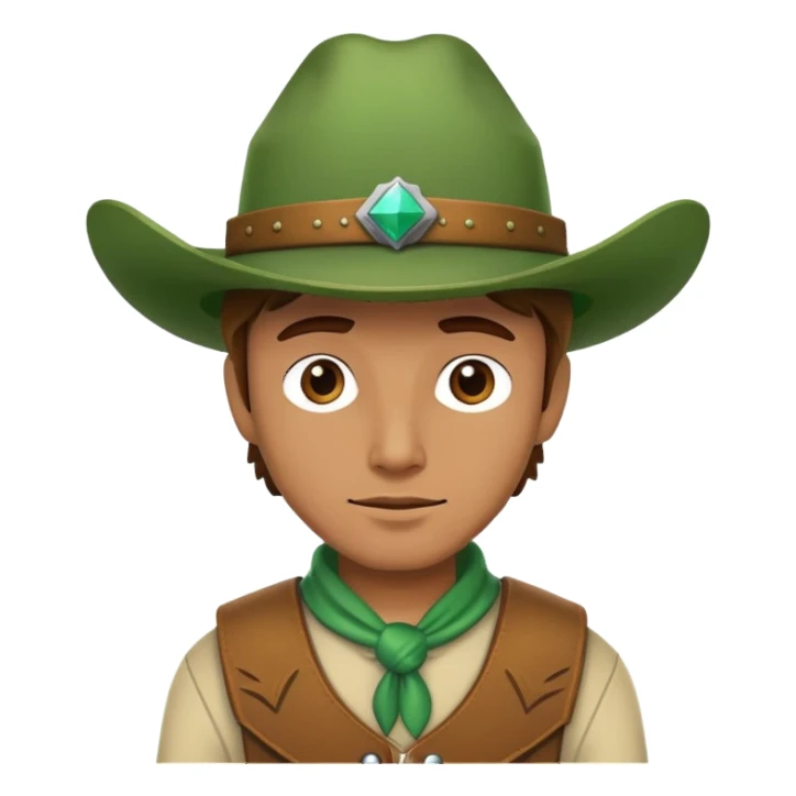 Cowboy wearing a green hat sticker