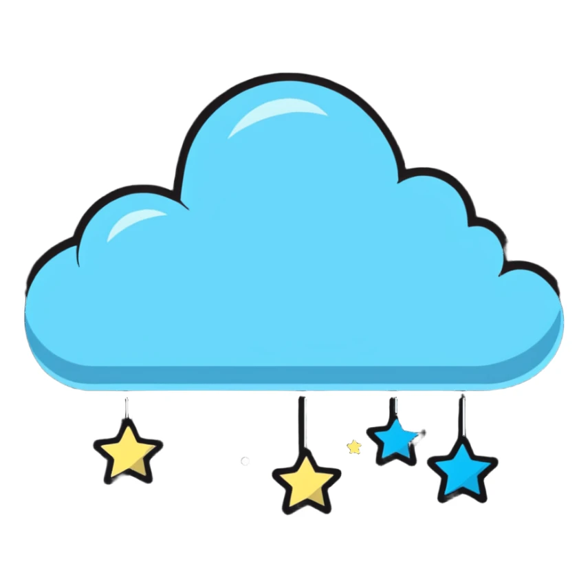 soft pink cloud with twinkling stars sticker
