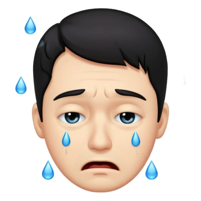 man crying with black hair sticker