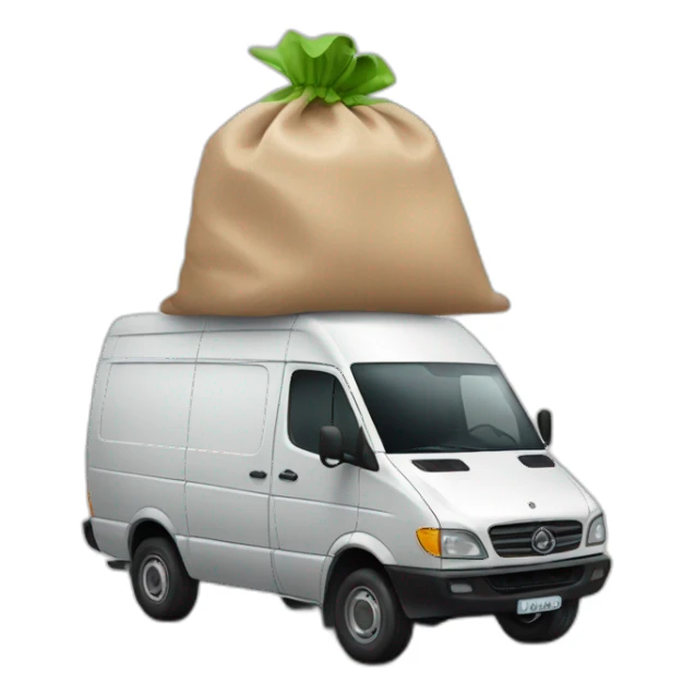 a sprinter van with a bag on its head sticker