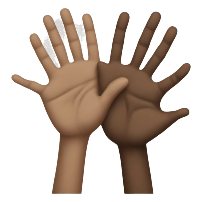 3 hands together brown white sticker