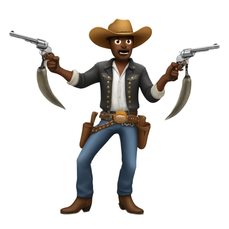 Cowboy using prawns as guns sticker