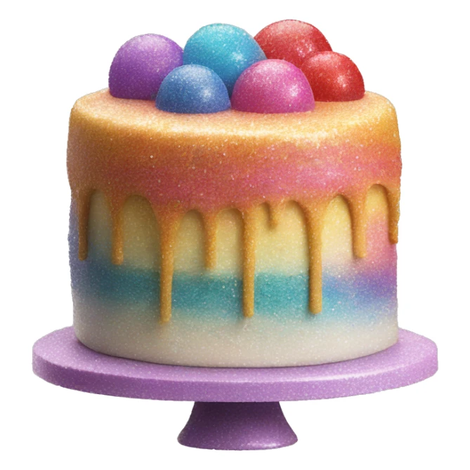 Realistic cake with colorful glitter sticker