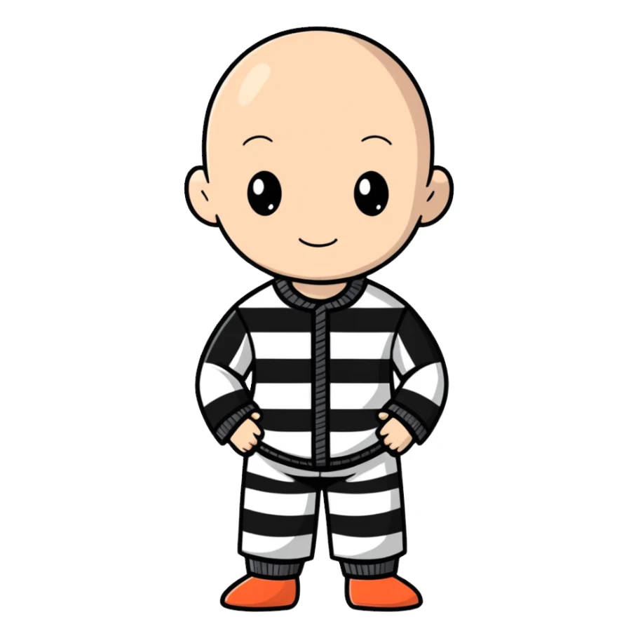 bald boy in striped pajamas sticker