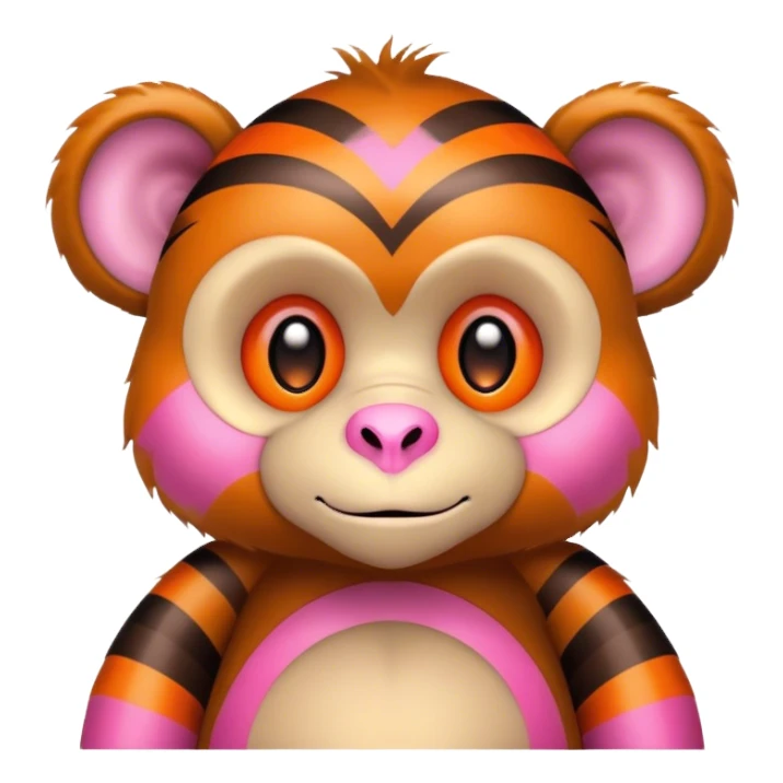 Monkey teddy bear with pink and orange stripes  sticker