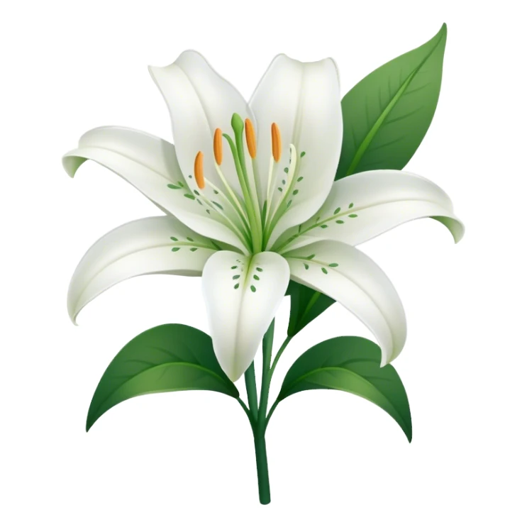 single Snow White Lily, straight stem sticker