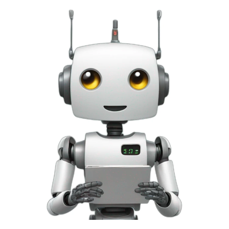robot with antena reading stories sticker