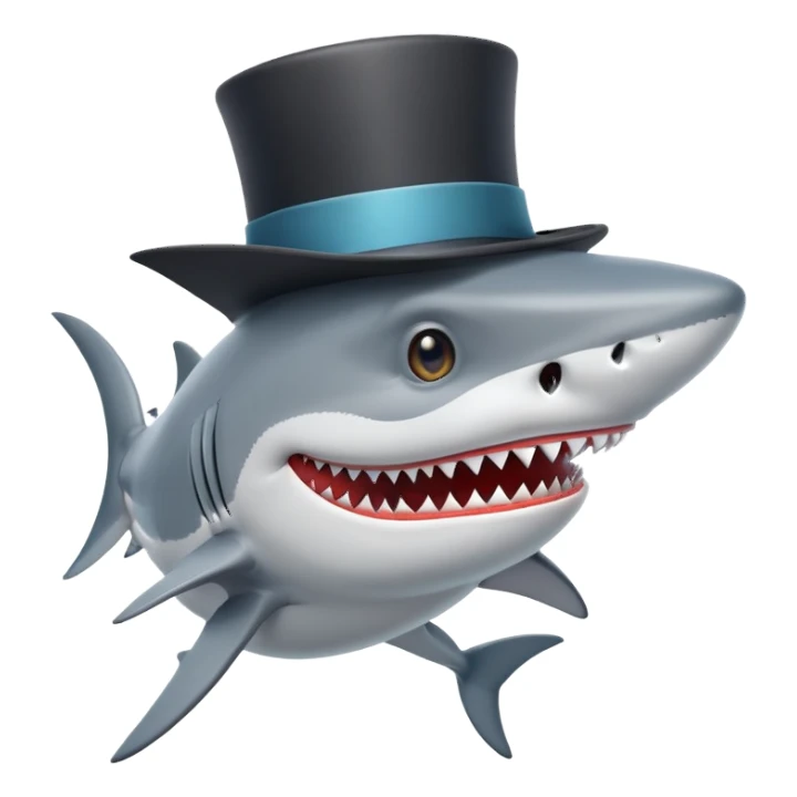 Shark with a top hat sticker