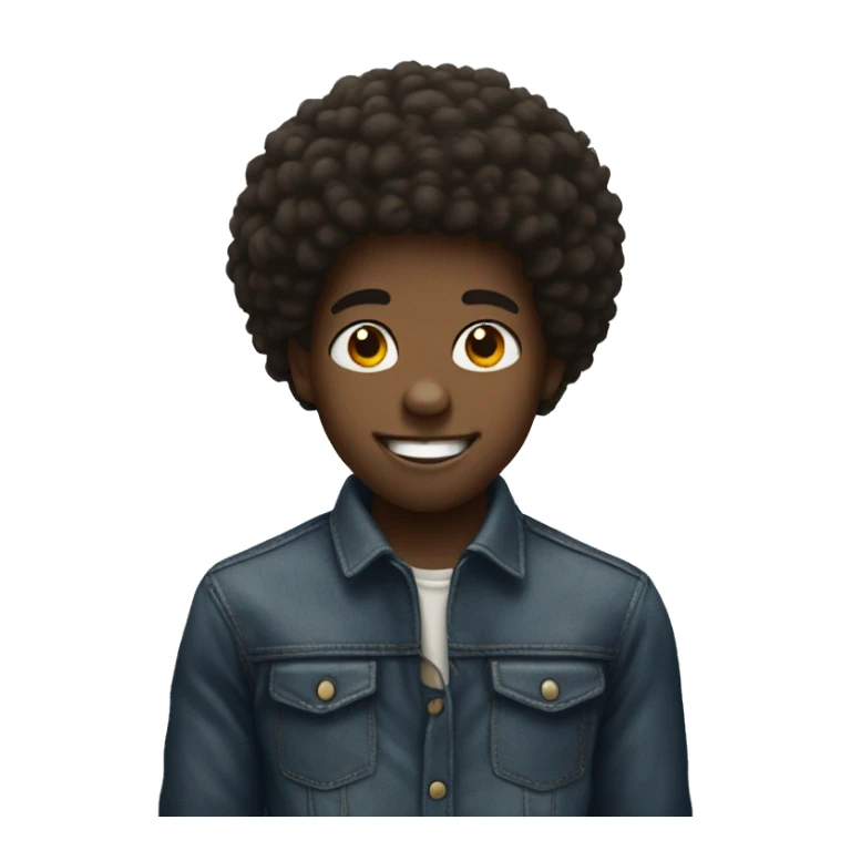 A black boy, with an Afro and a gap in his teeth sticker
