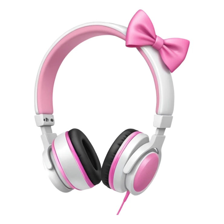 White headphones with pink bow sticker