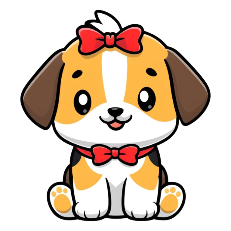 Puppy wearing bow sticker