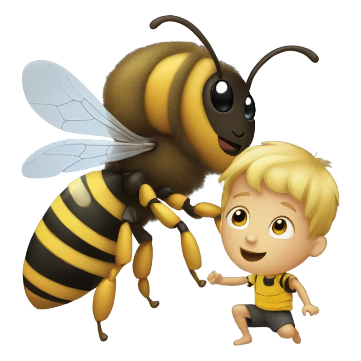 Bee turning a boy into a bee sticker