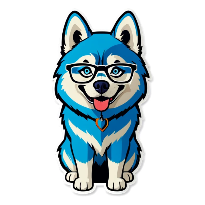 Husky with glasses  sticker
