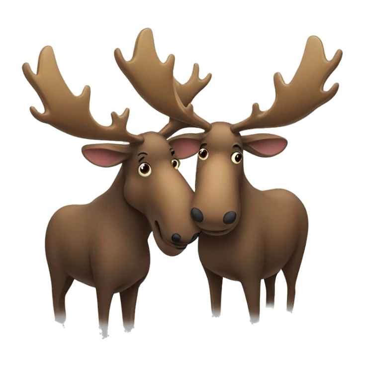 male and female moose hugging sticker