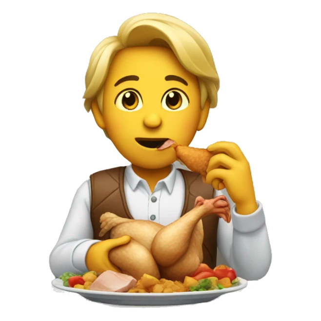 Person eating chicken sticker