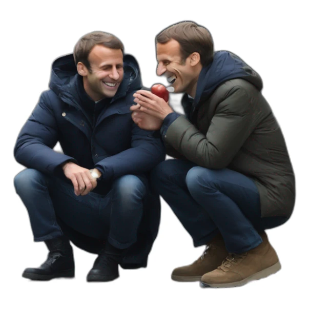emmanuel macron laughing with the homeless sticker