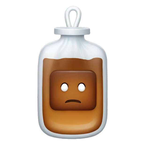 An IV bag filled with brown liquid. sticker