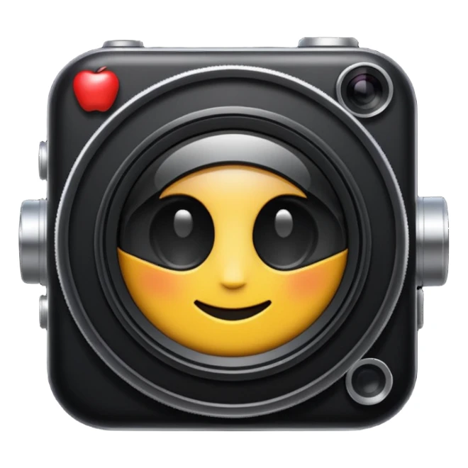 A simple camera lens, apple emoji style, front view sticker