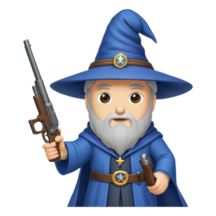 A wizard 🧙 holding a gun 🔫 sticker