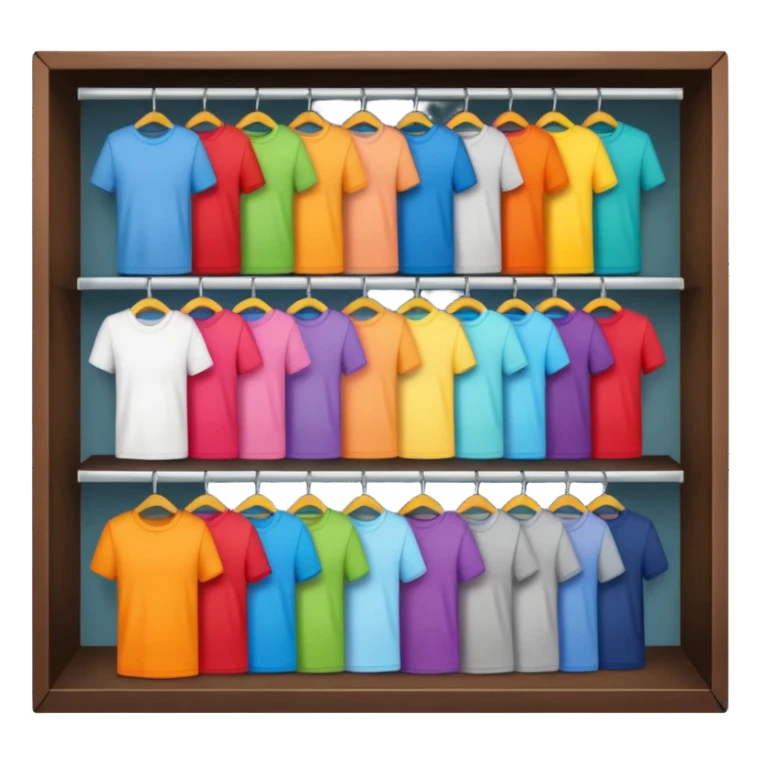 A closet with T-shirts in different colors. sticker