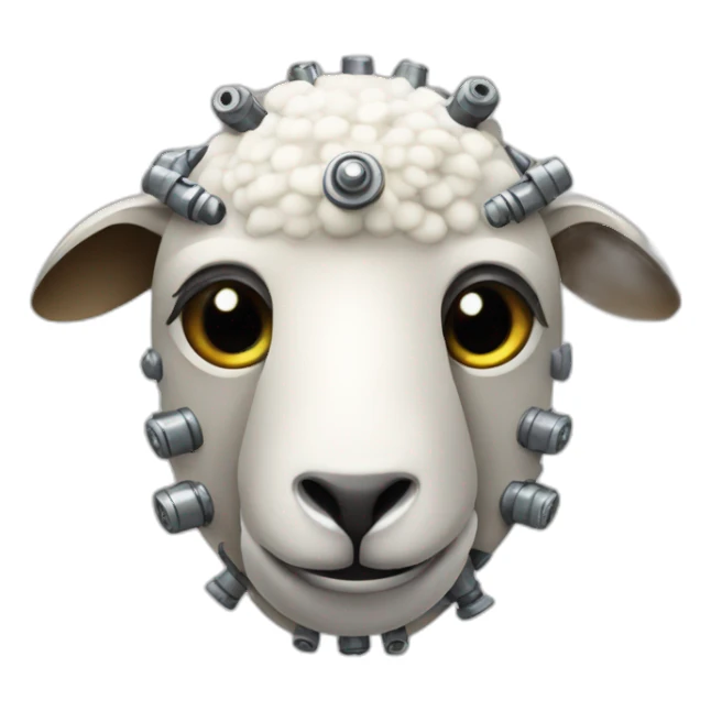 robot sheep with rivets sticker