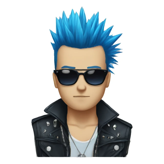 punk, blue mohawk, sunglasses, anime sticker