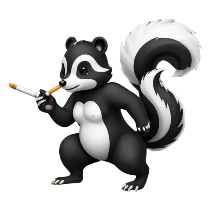 skunk smoking a cigarette chasing a bear sticker