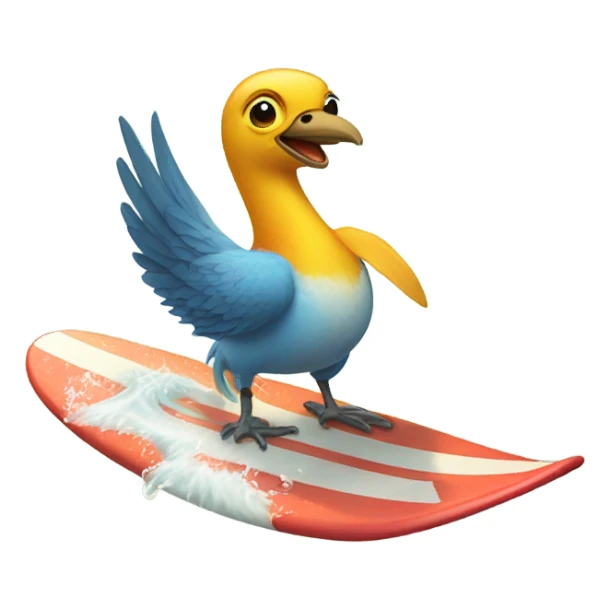 A surfing bird sticker