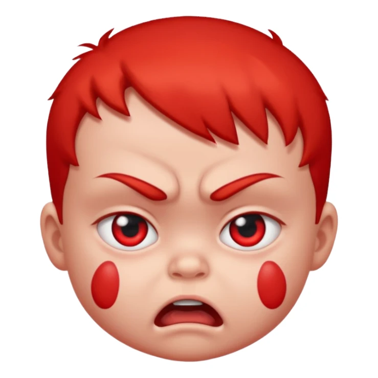 a baby all red red angry face  sticker