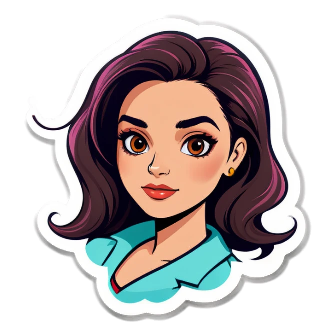 Mujer maquillándose con pelo lacio  sticker