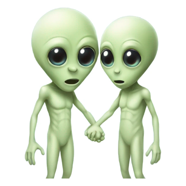 Two aliens holding hands sticker
