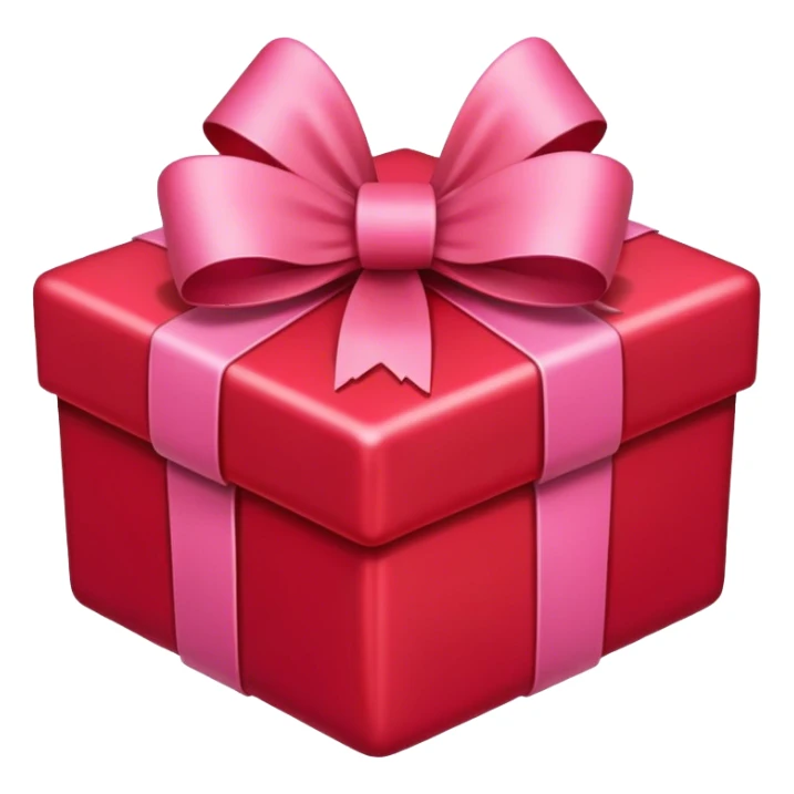 red gift with a pink bow sticker
