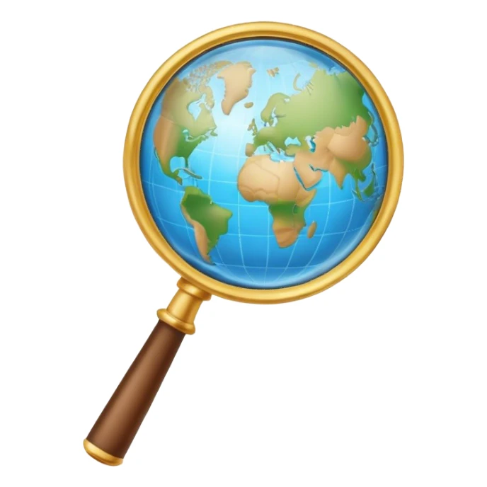 magnifying glass with globe sticker