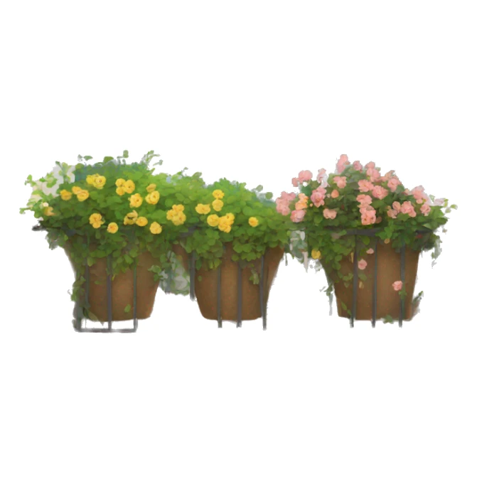 Front balcony with flowering plants sticker