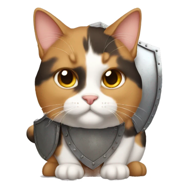 Fat calico cat with a shield  sticker