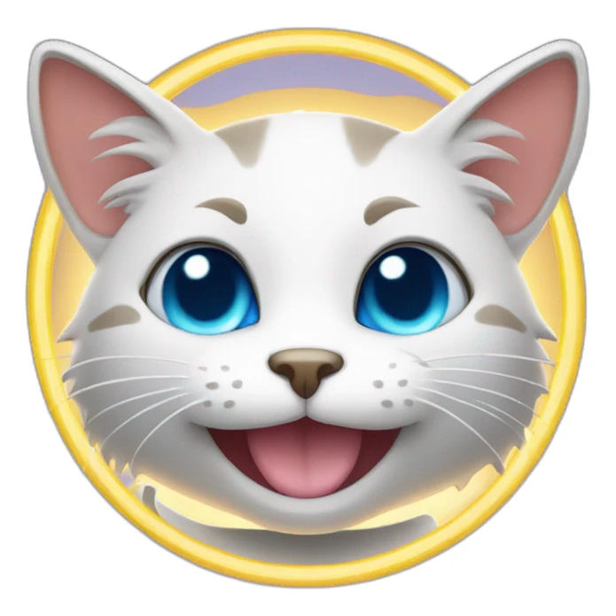 Smiling cat face with halo above it sticker