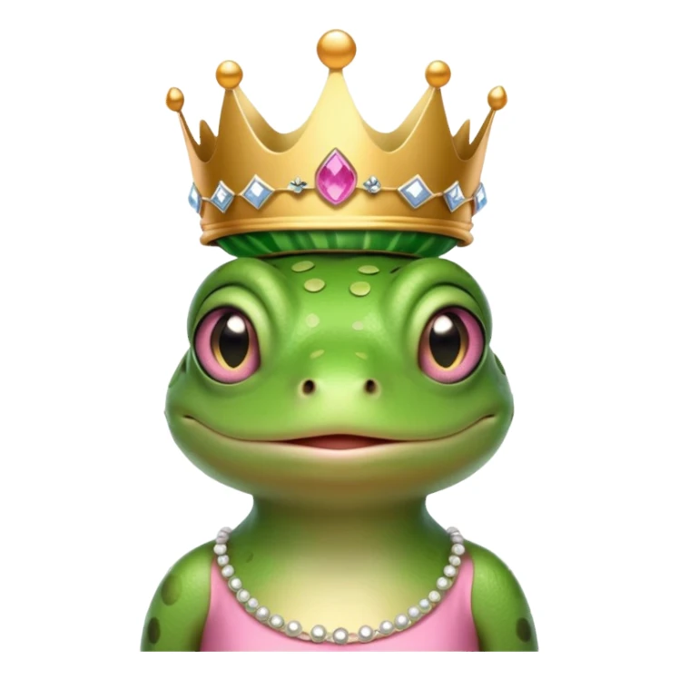 Frog with pink dress and crown sticker